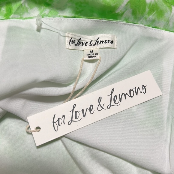 FOR LOVE and LEMONS Devon Mini Dress One Shoulder Green White Tie Dye Sz M NEW - Picture 11 of 12